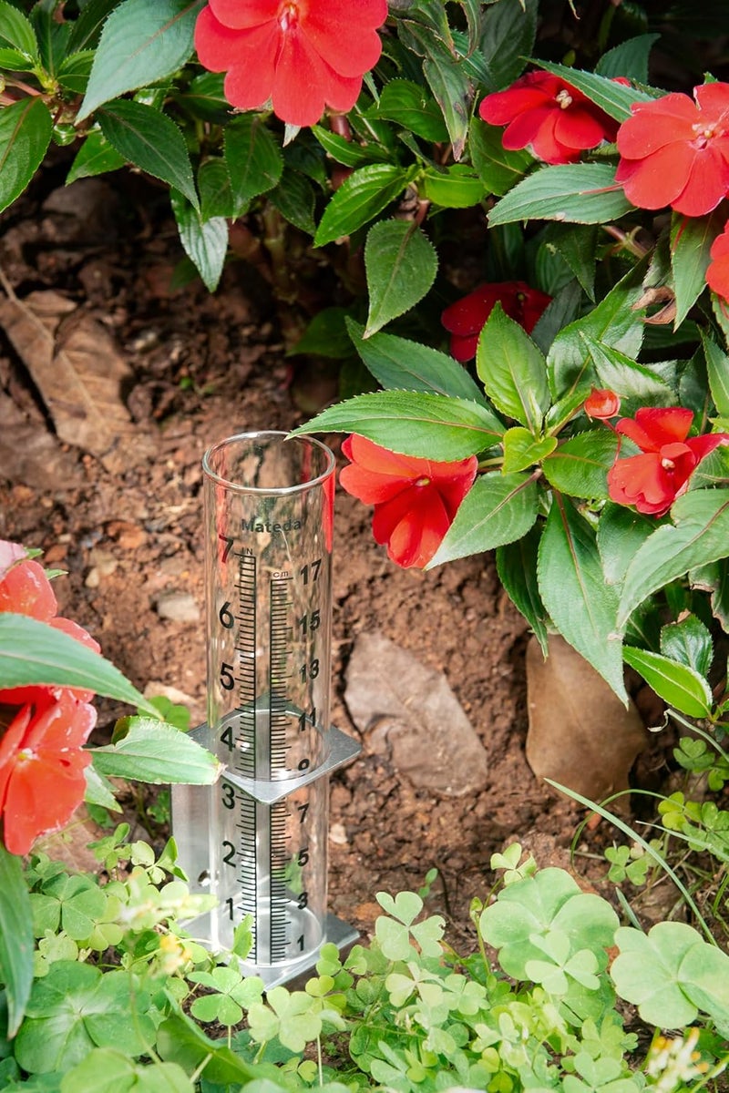 Mateda 7" Capacity Rain Gauge with Stainless Steel Mounting Rack Holder, Post Mount Rain Gauge or Yard Garden Outdoor Home (Style C) - Image 5